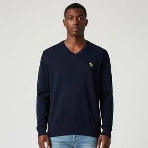 Y2K Abercrombie Fitch Mens Navy Muscle Sweater Size XL Preppy‎ Streetwear Moose